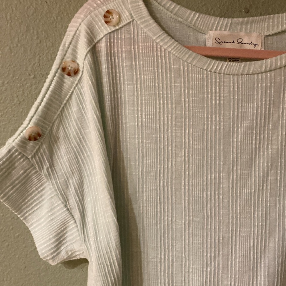 French Laundry Mint Green/White Striped Textured Top - Size 2X - NWT - Picture 2 of 5